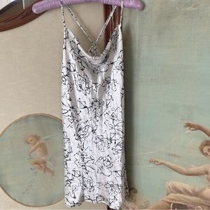 Grey Floral Silky Chemise Lingerie Nightgown Size Small